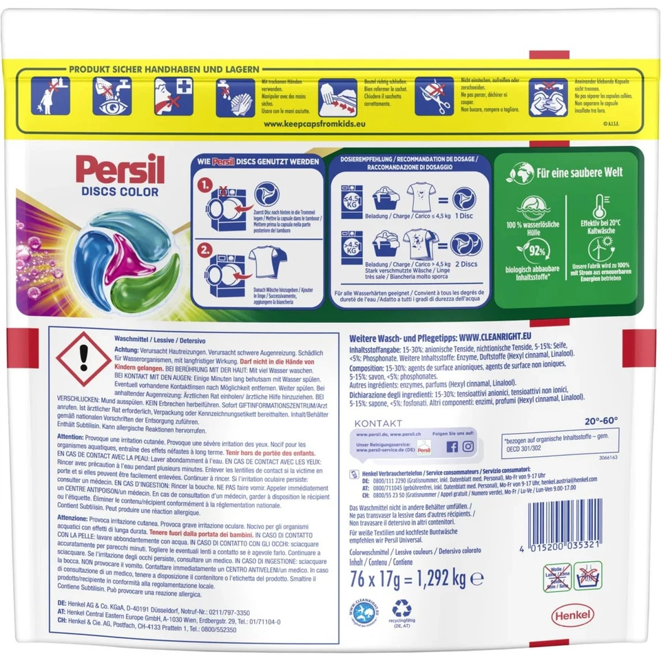76 Wäschen Persil 4in1 Color Excellence DISCS für Wäsche, 76 WL XXL - Bild 3 von 3