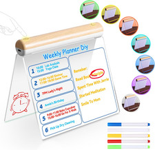 Led Note Board with Colors, Dual-Sided Acrylic Message Board Led Drawing Writ...