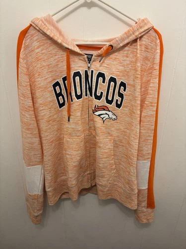 VETEMENTS Denver Broncos Felpa con Cappuccio Zip Arancione Giacca Taglia XL NFL Team Apparel