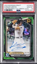2024 BOWMAN DRAFT CHROME PROSPECT AUTOS GREEN LAVA KONNOR GRIFFIN 50/99 PSA 10