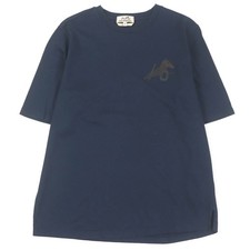 HERM S Hermes Leather Puzzle T-shirt Navy XS - DUTY FREE
