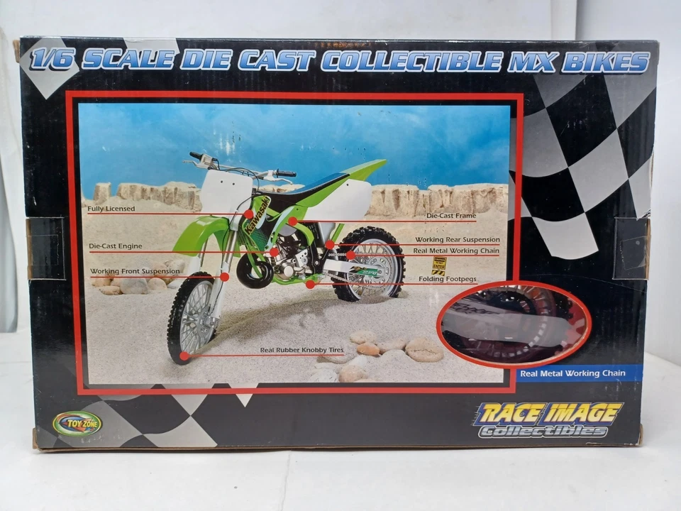 Bicicleta MX coleccionable fundida a presión 1:6 Mike Metzger imagen de carrera Toyzone Foto 2 de 3