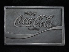 PD21150 VINTAGE 1970s ENJOY COCA-COLA SODA FOUNTAIN PEWTER BELT BUCKLE