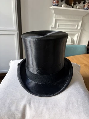 Antique Vintage Black Silk Top Hat Lock & Co London. Size 7 (57cm) - Image 1 of 4
