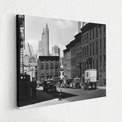 1936 NYC Willow & Poplar St Manhattan Skyline 12'' x 16'' Canvas