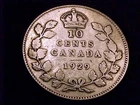 1929 Canada 10 Cent, Very Good grade