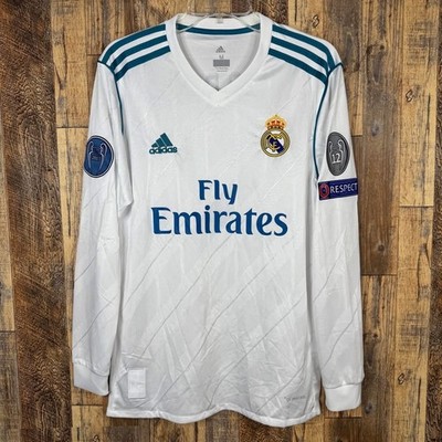 Real Madrid 2017-18 Home Long Sleeve Soccer Jersey RAMOS #4 Men's