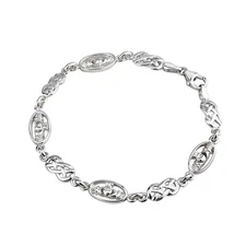 Sterling Silver Claddagh and Celtic Knot Link Bracelet