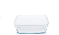 Borosil Cook Store Food Square Baking Storage Serving  Dish with Plastic Lid