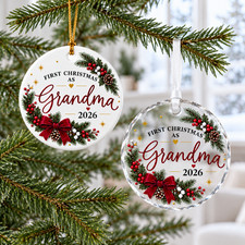 First Christmas as Grandma Ornament 2026 New Grandmother Gift Ceramic Glass