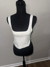 Aritzia Babaton Sculpt Knit Bustier Tank Top White Women's Large Cropped Knit