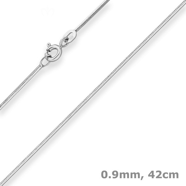 0,9Mm Schlangenkette Diamantiert Collier Halskette Aus 333 Gold WeißGold 42Cm-image