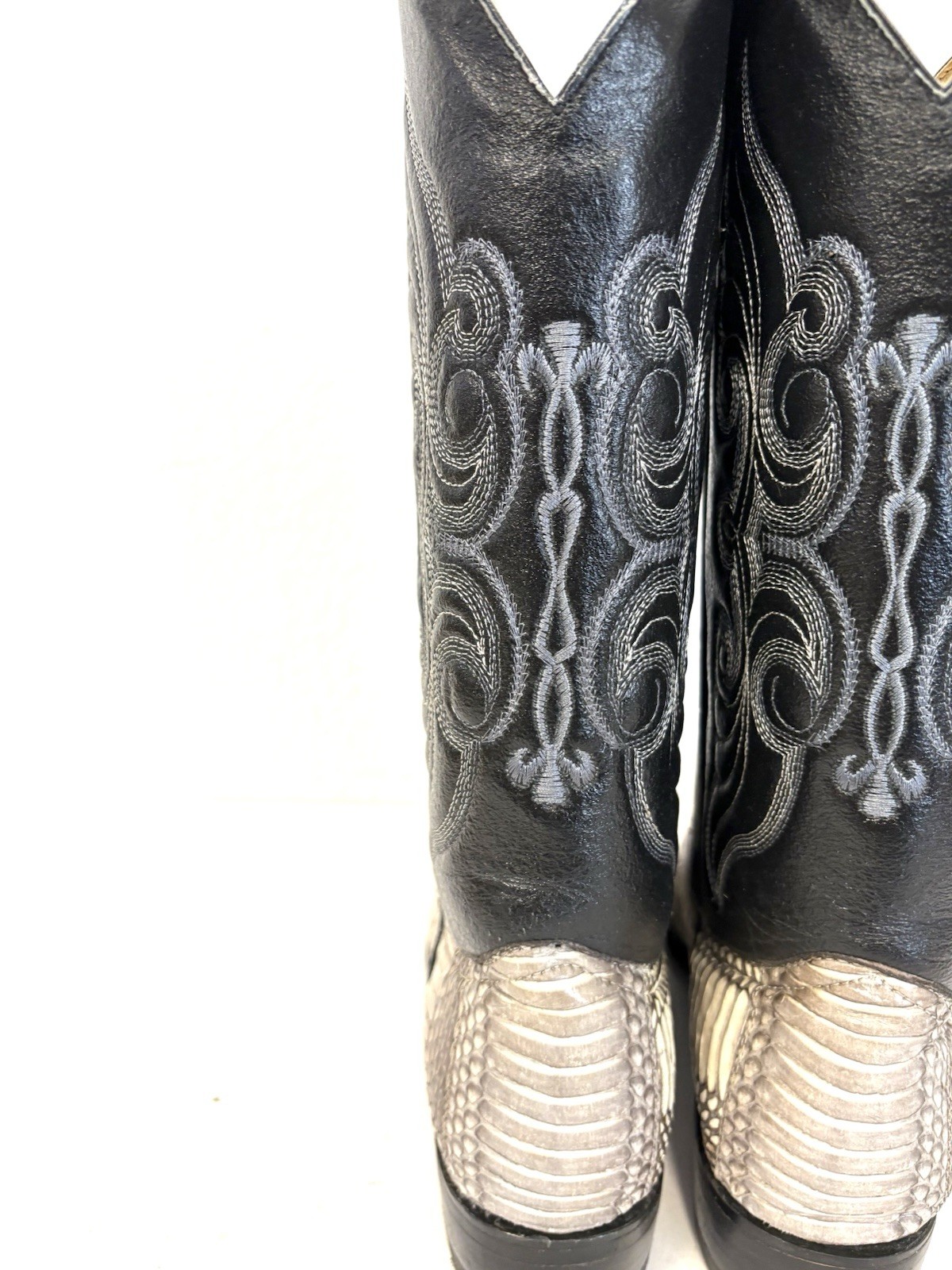 Circle G Exotic Gold Python Vamp Black Leather Bo… - image 17