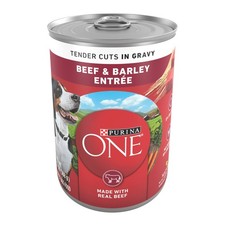 Purina ONE Wet Dog Food, Beef  Barley Tender Cuts in Gravy, 13oz Can, 12-Pack