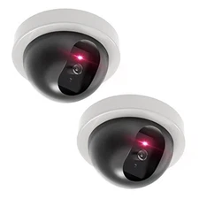  Dummy Fake Security CCTV Dome Camera with Flashing Red LED Light with 2 Packs