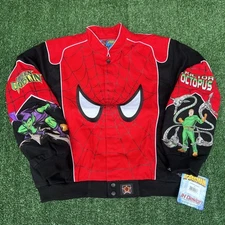 NWT VTG JH Design Spider-Man Jacket Youth 2XL Red Mens S Crop Boxy Nascar Racing