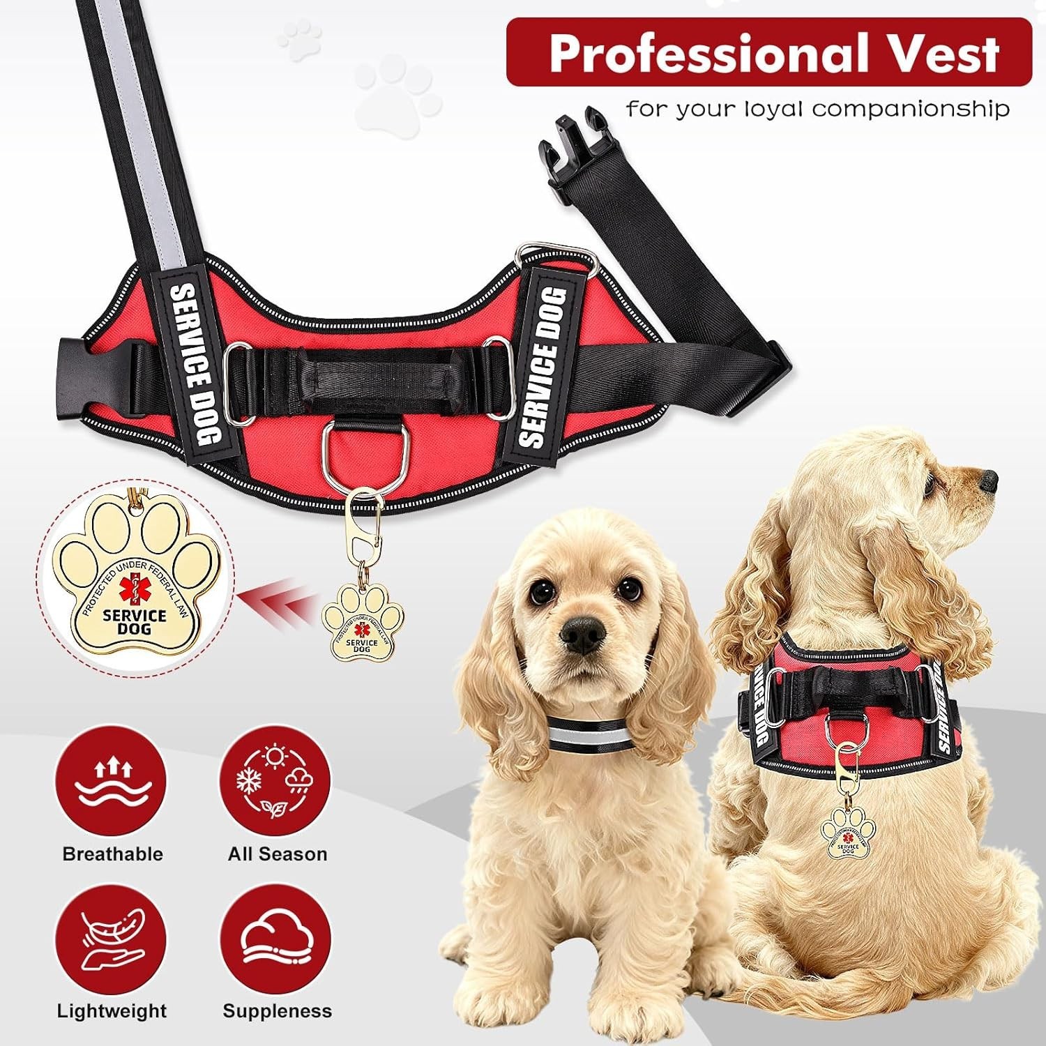 Gilet rosso per cani di servizio - Taglie piccole foto 5