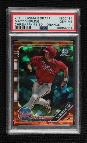 2019 Bowman Chrome Draft Sapphire Edition Orange /25 Matt Vierling PSA 10 GEM MT