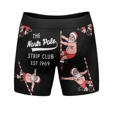 Mens Funny Boxers North Pole Strip Club Sarcastic Christmas Underwear for Men