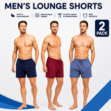  2 Pack Mens Shorts With Pockets Pants Pyjamas PJ Bottoms Nightwear Loungewear x