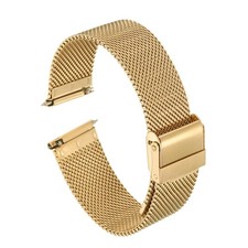 316L Stainless Steel Mesh Watch Band 19mm Quick Release Adjust Strap, Gold