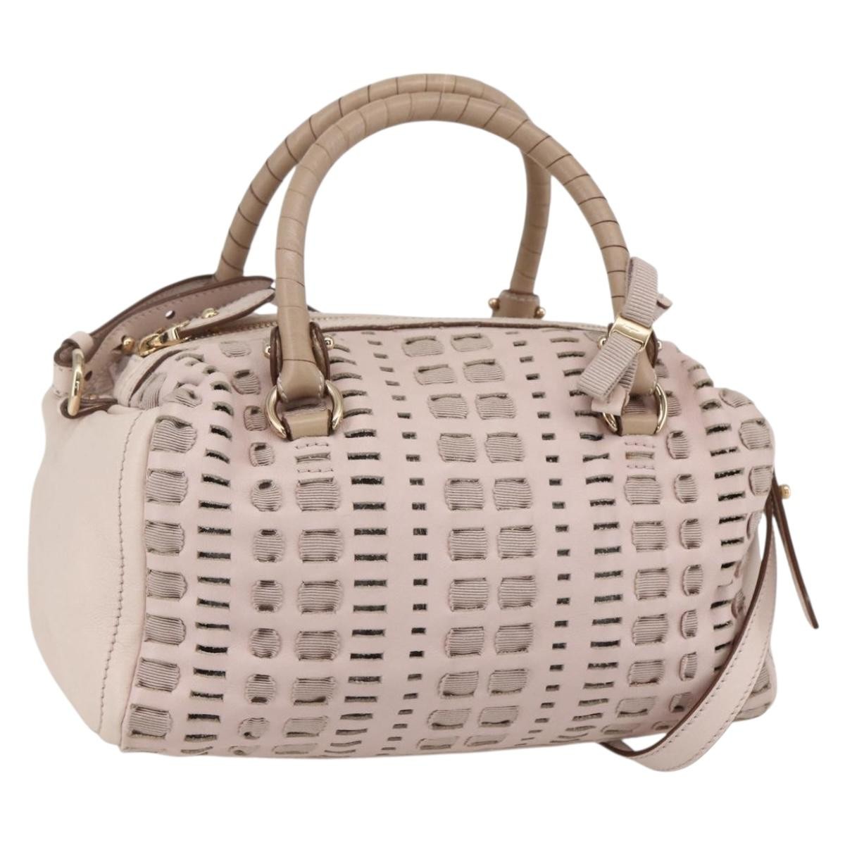 Salvatore Ferragamo Vala Handbag Leather Pink Leather Handbag (Pre-Owned)