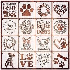 16 Pieces Dog Stencils Dog Paw Stencil for Painting on Wood Reusable 16 Dog