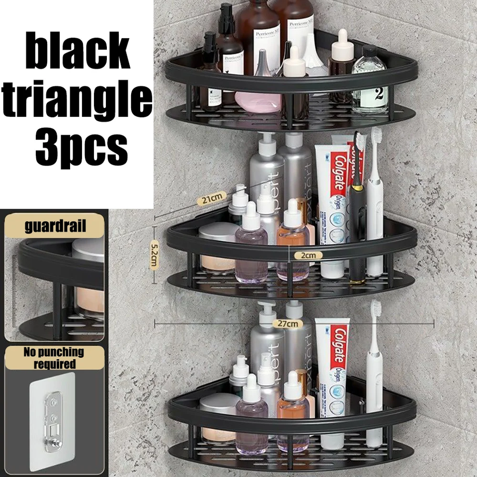 Wall Hanging Corner Rectangular Rack Bathroom Shelf Towel Rack Shelves ...