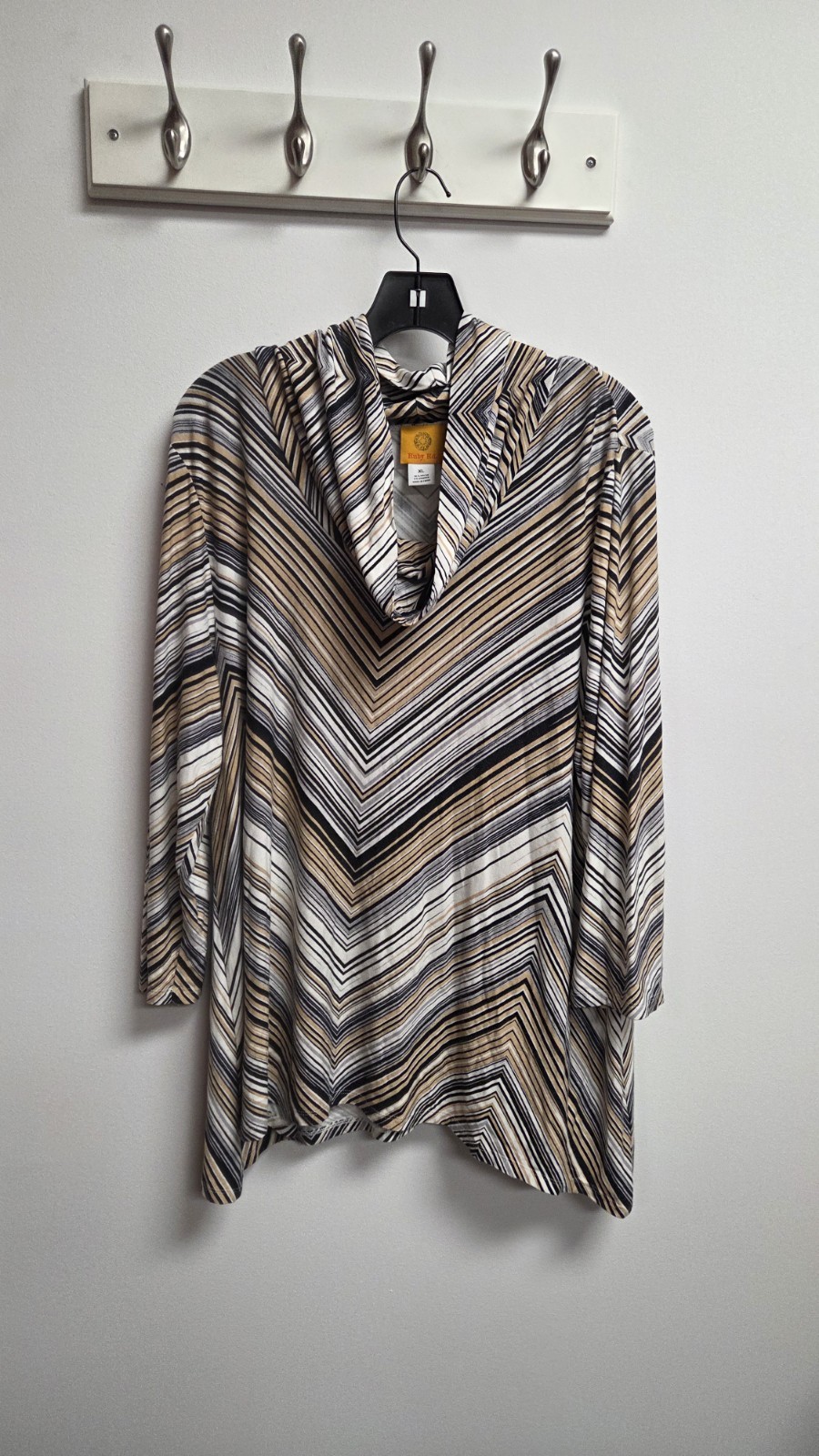 Ruby Rd. Cowl Neck Chevron Zigzag Stripe Print To… - image 3