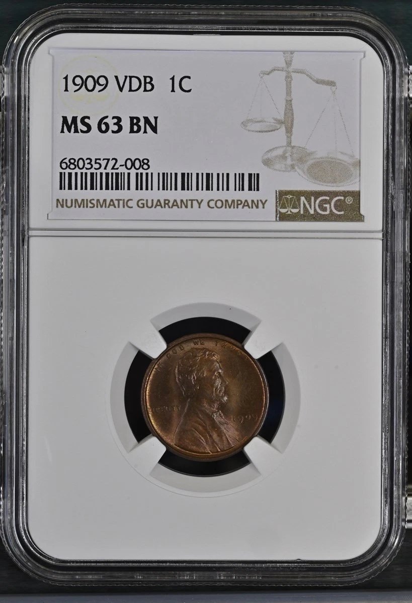 MS 63 Graded 1909 Year Lincoln Wheat US Small Cents (1909-1958