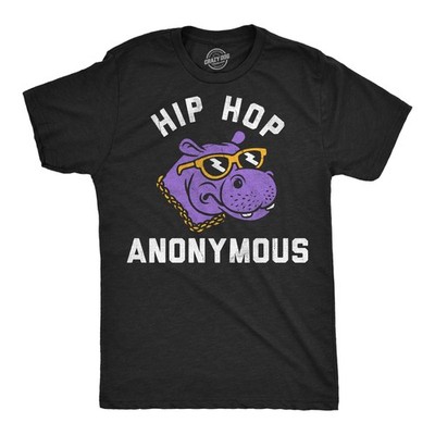Mens Funny T Shirts Hip Hop Anonymous Sarcastic Hippo Graphic Novelty Tee for