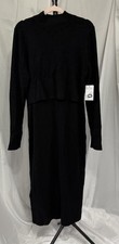 NWT! Sonoma Maternity Black Nursing Mock Neck Sweater Midi Dress - Size Large