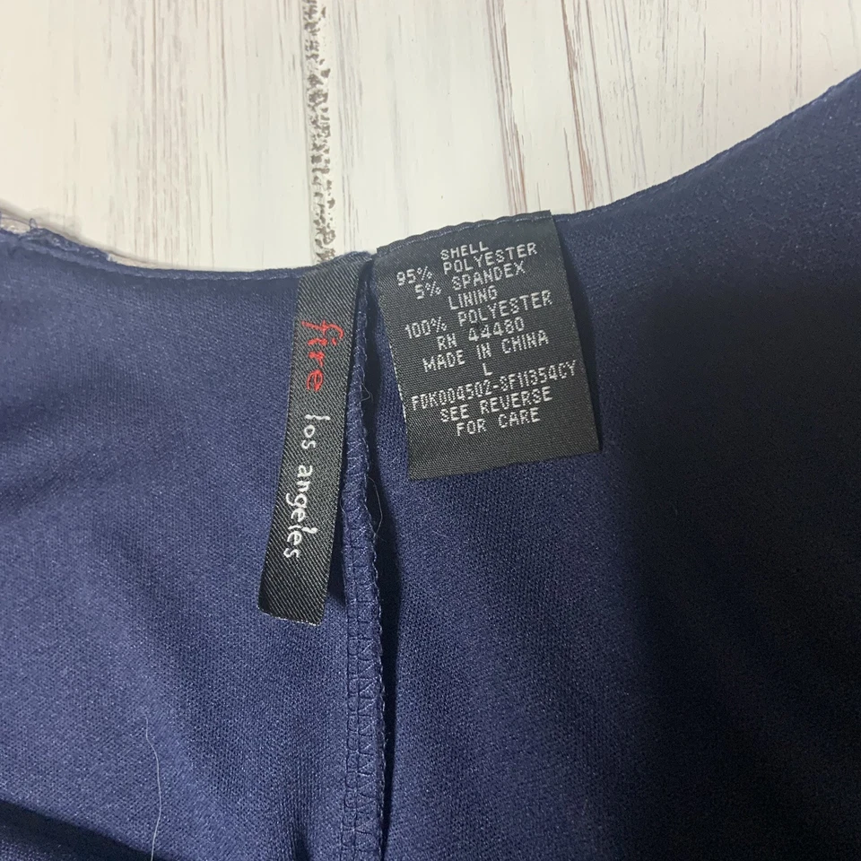 Vestido Fire Los Angeles Grande Azul Mangas Largas Encaje Transparente Forrado Chevron Foto 4 de 4