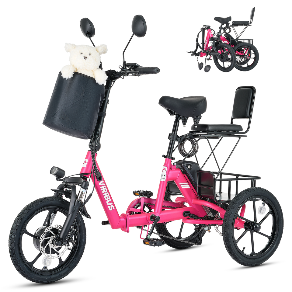 Wheel Electric Bikes For Seniors Folding With Rear Basket Easy