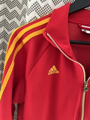 2010 ADIDAS SPAIN WORLD CUP Soccer Red NATIONAL TEAM JACKET size L