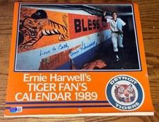 Ernie Harwell signed 89 Detroit Tigers Autographed Calendar BAS Beckett COA