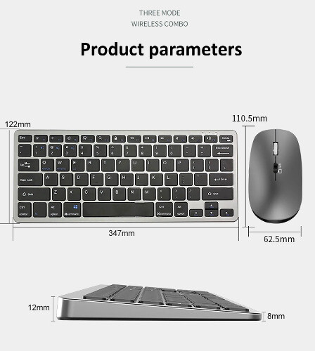 2.4G +Bluetooth Keyboard Multimedia Wireless Keyboard and Ergonomic Mouse Set - 第 6/14 張圖片