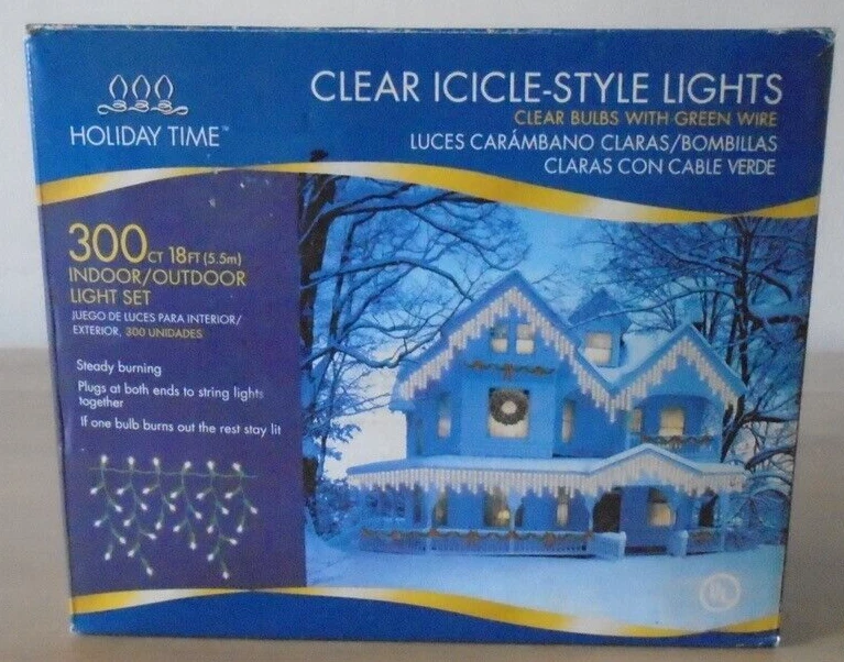 Holiday Time 300 ct Clear Icicle Style Lights Green Wire 18 ft. eBay