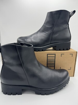 ECCO Modtray HydroMax Women's Leather Lug Sole Ankle Boot Black 7-7.5 / EU 38