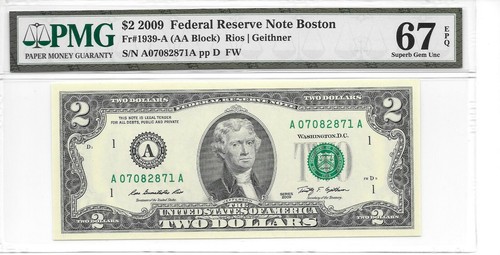 2009 Boston $2 FRN (AA Block) PMG 67 EPQ Superb Gem Uncirculated - Picture 10 of 13