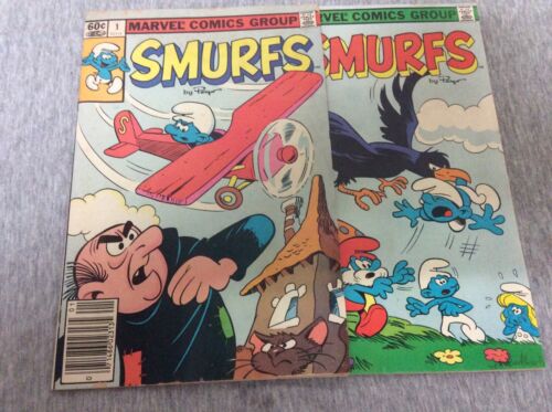 Vintage 1982 Marvel Peyo Smurfs Comic Books #1 & 2 - 第 1/12 張圖片