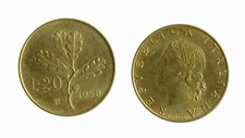 s1542_91) Italia Repubblica in Bronzital - 20 Lire 1958 Ramo di Quercia