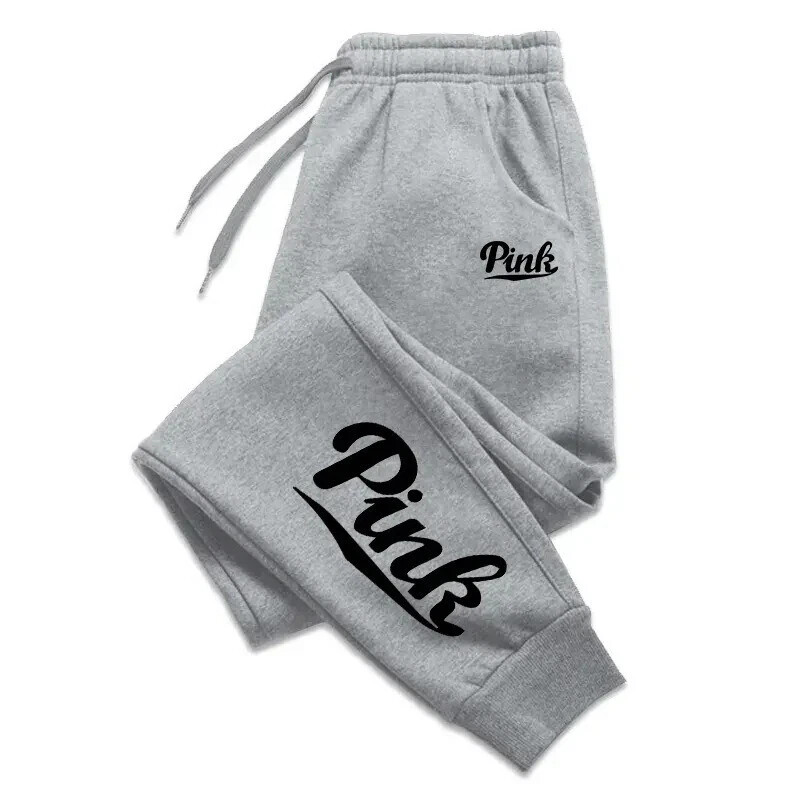 Trendy Women's Pants-Casual Lazy Style Pink Sweatpants Drawstring Joggers