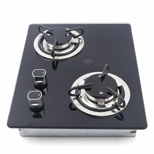 Boat Caravan RV Camper LPG Gas Stove Hob 2 Gas Burner Tempered Glass Cooktop TOP - Picture 8 of 10