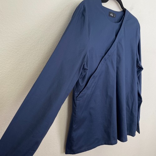 Kate Spade Saturday Womens Large Navy Cross Button Up Shirt Long Sleeve Top - Picture 7 of 10