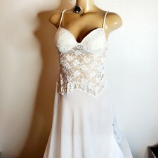 Unbranded Womens White Lace Maxi Nighty Size S
