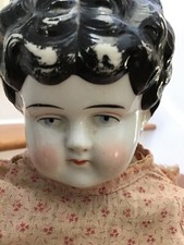 Old antique China head doll 21 in. Old handmade body and clothing