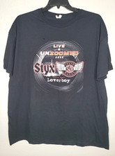 Styx and REO Speedwagon Loverboy Live & Unzoomed 2022 Size XL Black T-Shirt