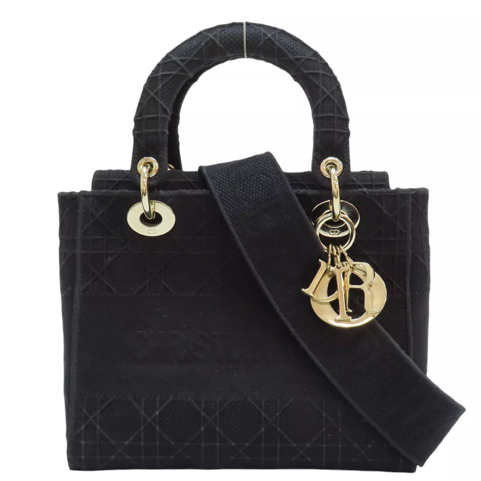 Sac à main bandoulière DIOR Cannage Lady D Lite toile noire