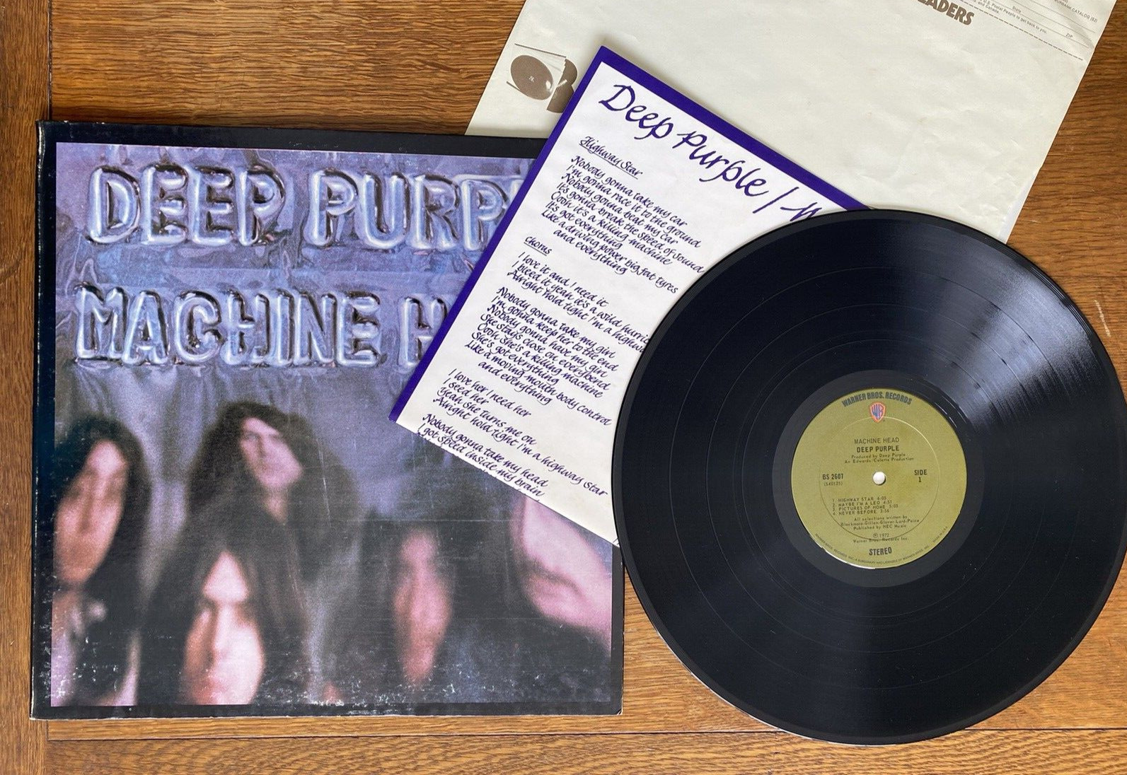 DEEP PURPLE Machine Head vinyl 1972 Warner First Press Green label Poster NM/VG+